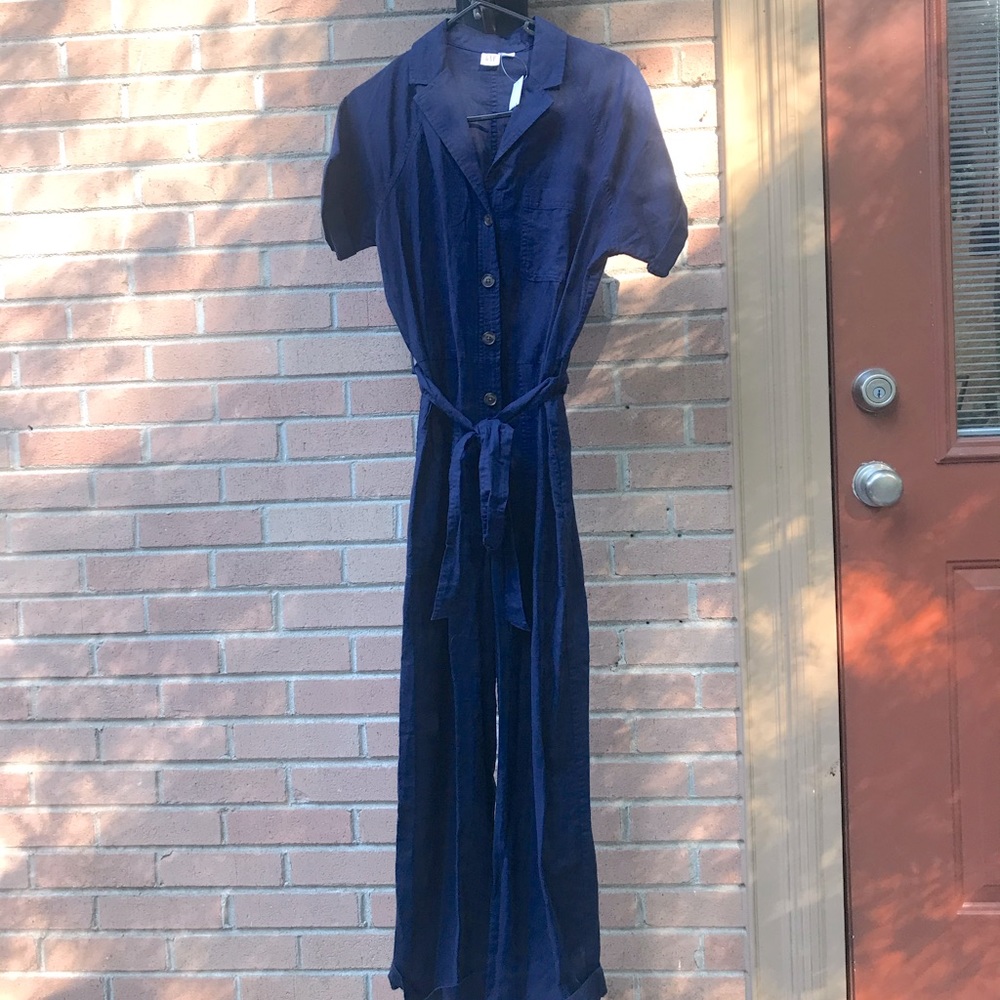 Blue linen jumpsuit
